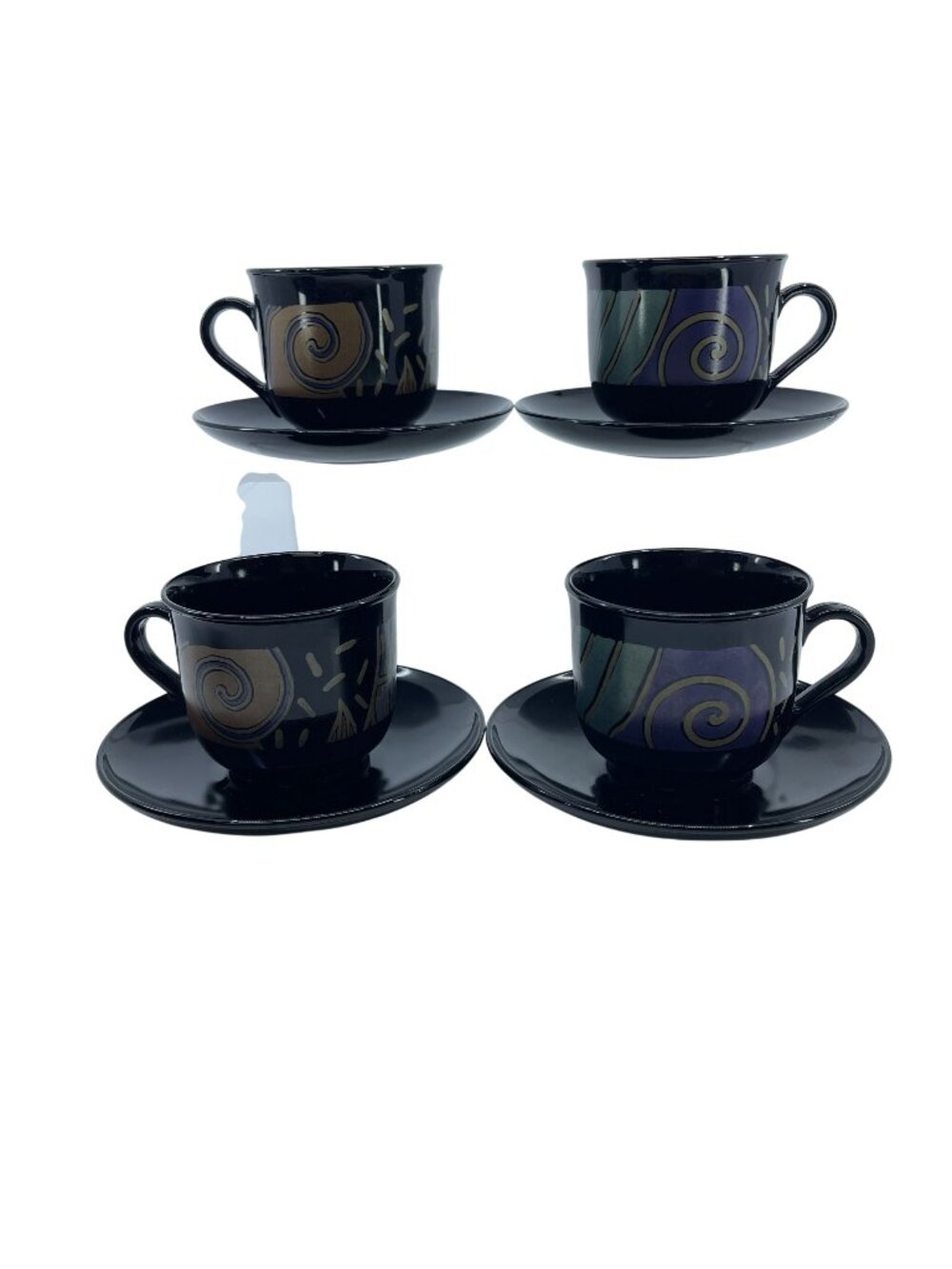 arcoroc tampico pattern cups and saucers set of 4 made in france 8 oz